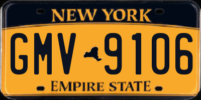NY license plate GMV9106