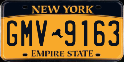NY license plate GMV9163