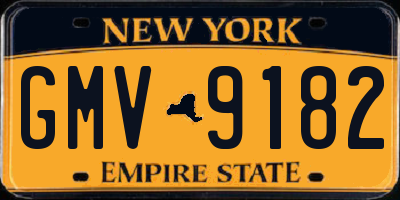 NY license plate GMV9182