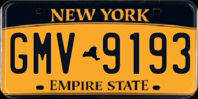 NY license plate GMV9193