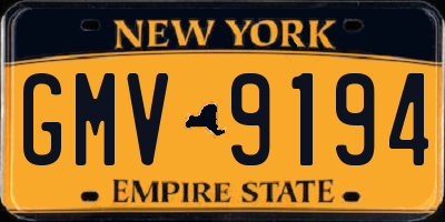 NY license plate GMV9194
