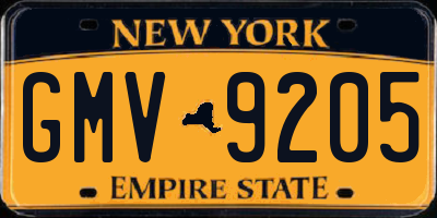 NY license plate GMV9205