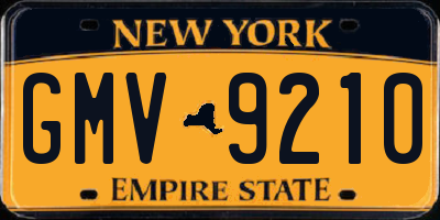 NY license plate GMV9210