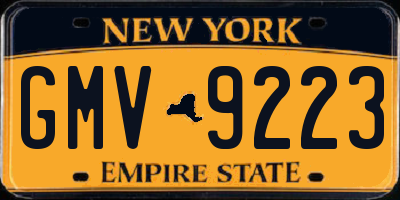 NY license plate GMV9223