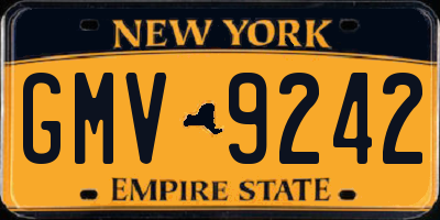 NY license plate GMV9242