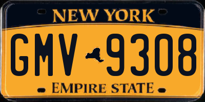 NY license plate GMV9308