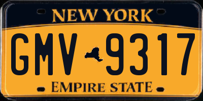 NY license plate GMV9317