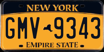 NY license plate GMV9343