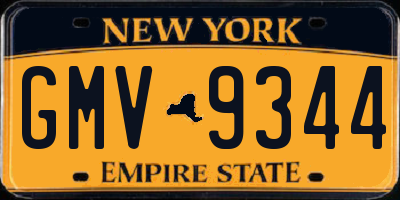 NY license plate GMV9344