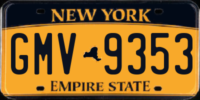 NY license plate GMV9353