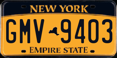 NY license plate GMV9403
