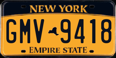 NY license plate GMV9418