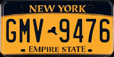 NY license plate GMV9476