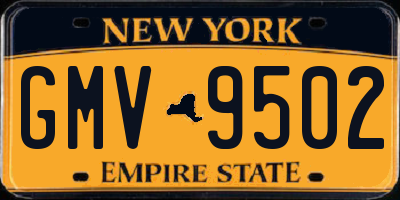 NY license plate GMV9502