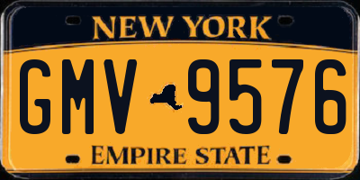 NY license plate GMV9576