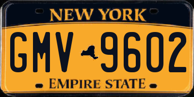 NY license plate GMV9602