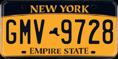 NY license plate GMV9728