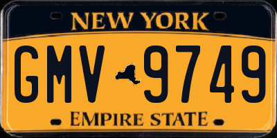 NY license plate GMV9749