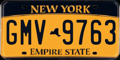NY license plate GMV9763