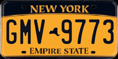 NY license plate GMV9773