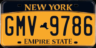 NY license plate GMV9786