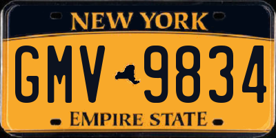 NY license plate GMV9834