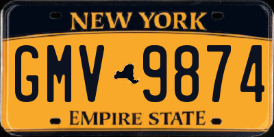 NY license plate GMV9874
