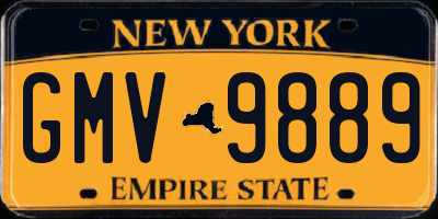 NY license plate GMV9889
