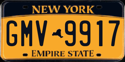 NY license plate GMV9917