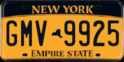 NY license plate GMV9925