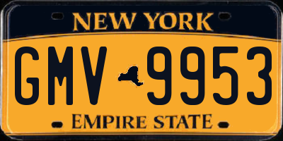 NY license plate GMV9953