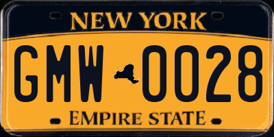 NY license plate GMW0028
