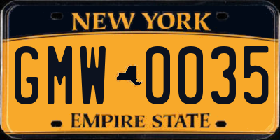 NY license plate GMW0035