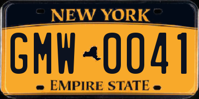 NY license plate GMW0041