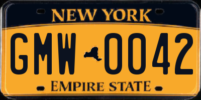 NY license plate GMW0042