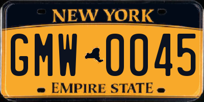 NY license plate GMW0045