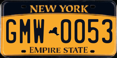 NY license plate GMW0053