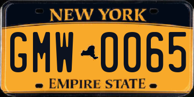 NY license plate GMW0065