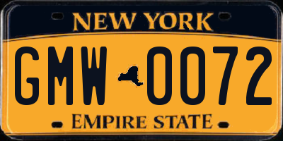 NY license plate GMW0072