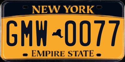 NY license plate GMW0077