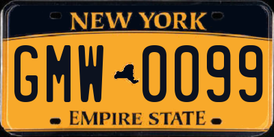 NY license plate GMW0099