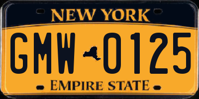 NY license plate GMW0125