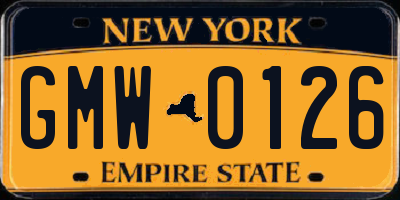 NY license plate GMW0126