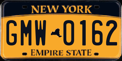 NY license plate GMW0162
