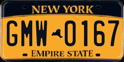 NY license plate GMW0167