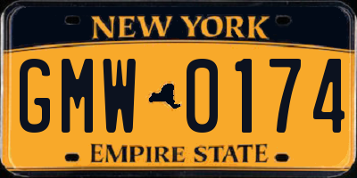 NY license plate GMW0174