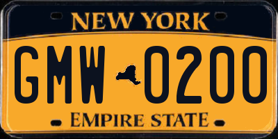 NY license plate GMW0200