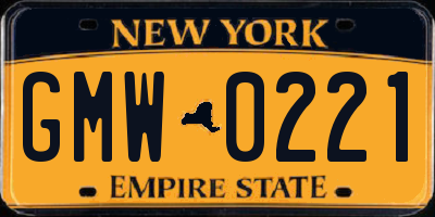 NY license plate GMW0221