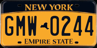 NY license plate GMW0244