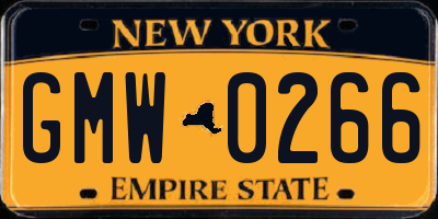 NY license plate GMW0266